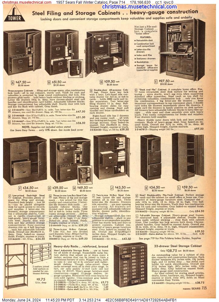 1957 Sears Fall Winter Catalog, Page 714