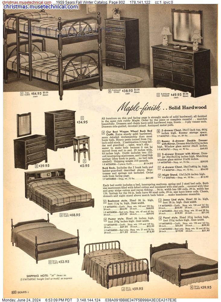1959 Sears Fall Winter Catalog, Page 802
