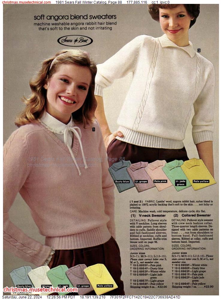 1981 Sears Fall Winter Catalog, Page 88