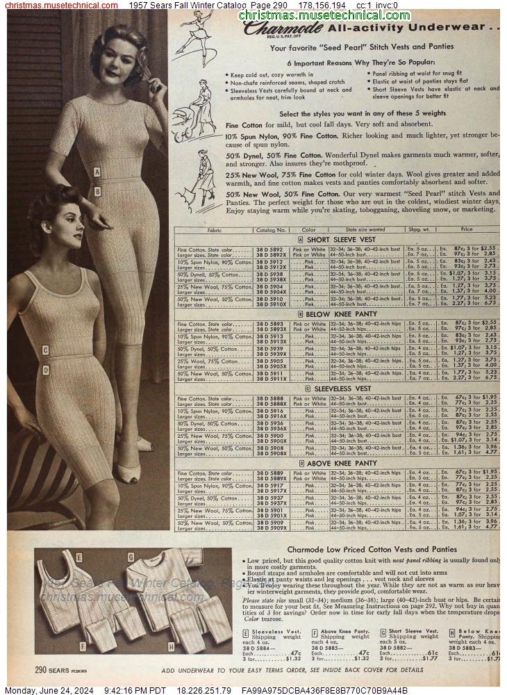 1957 Sears Fall Winter Catalog, Page 290