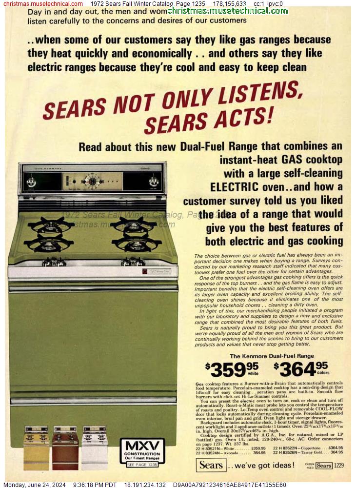 1972 Sears Fall Winter Catalog, Page 1235