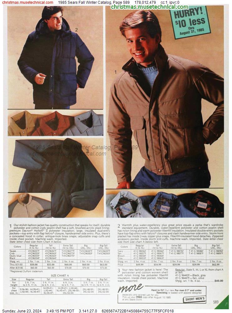 1985 Sears Fall Winter Catalog, Page 589