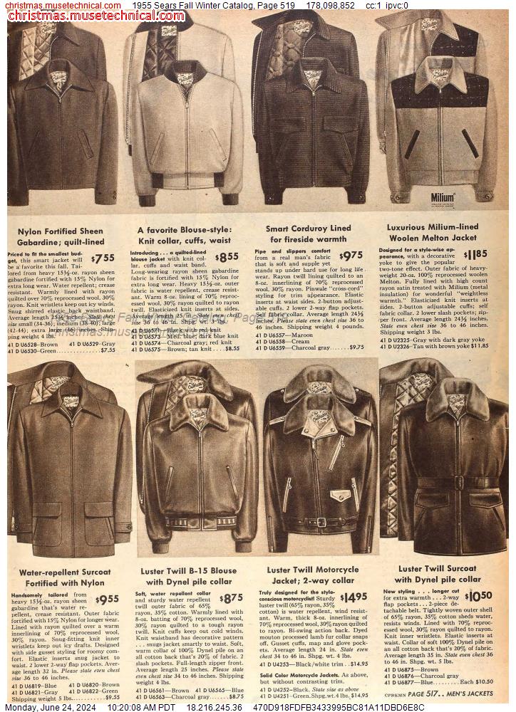 1955 Sears Fall Winter Catalog, Page 519