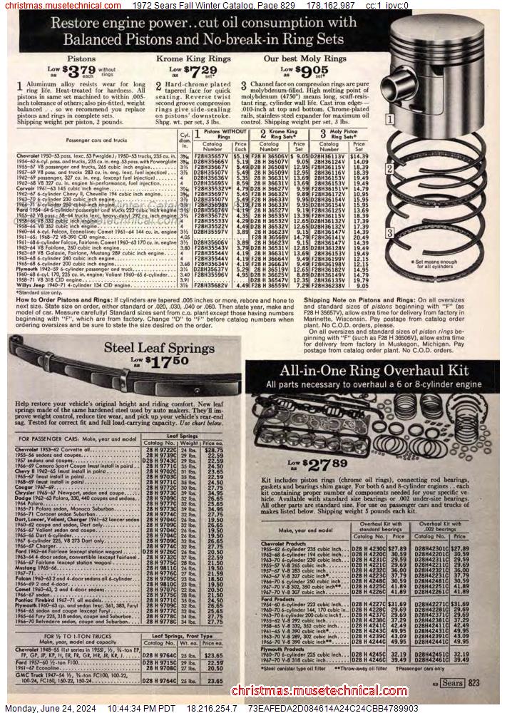 1972 Sears Fall Winter Catalog, Page 829