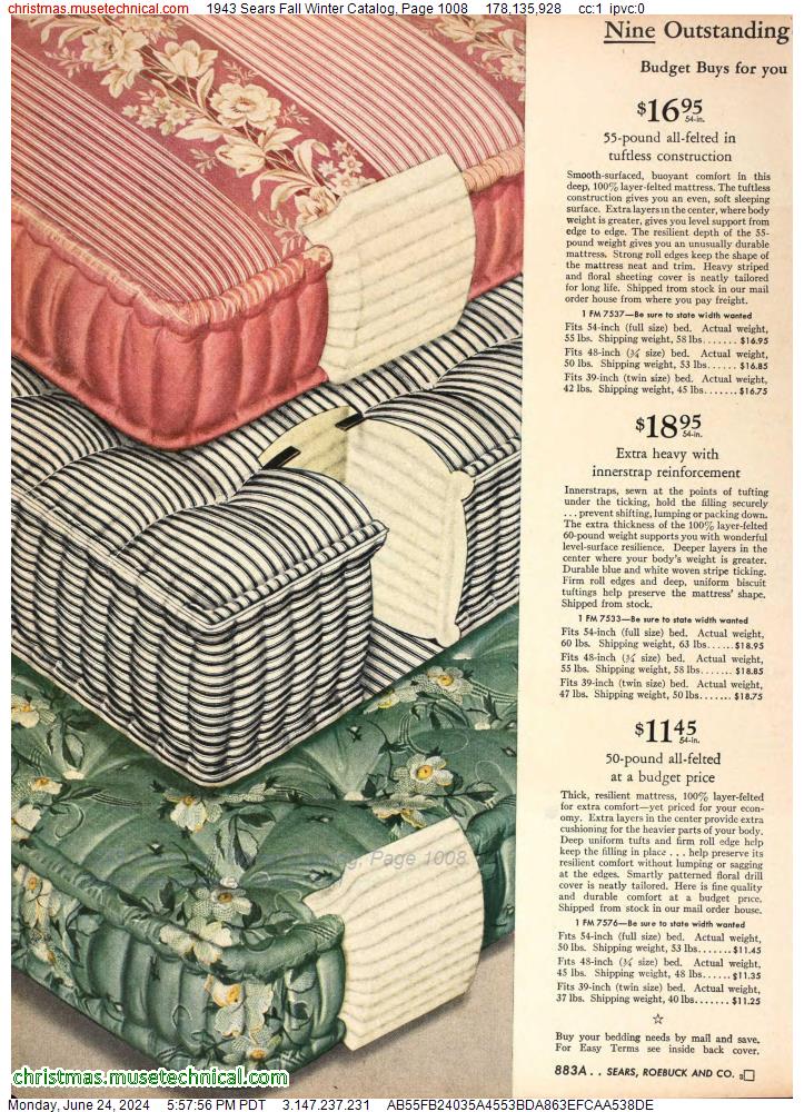 1943 Sears Fall Winter Catalog, Page 1008
