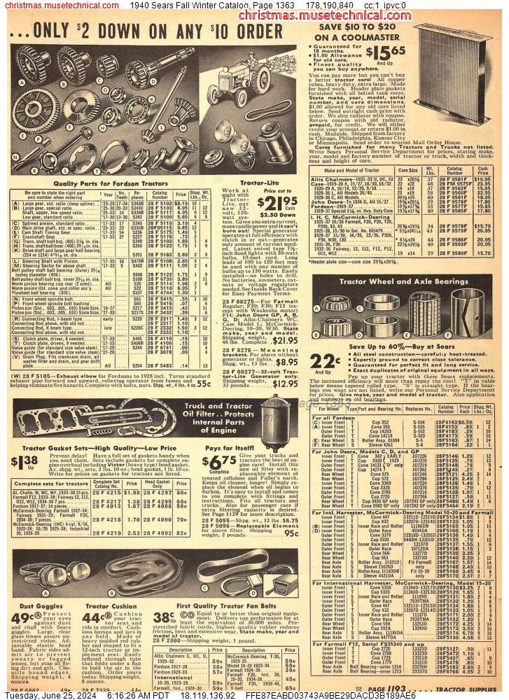 1940 Sears Fall Winter Catalog, Page 1363