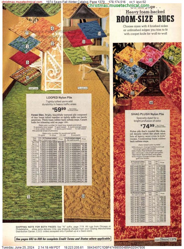 1974 Sears Fall Winter Catalog, Page 1379