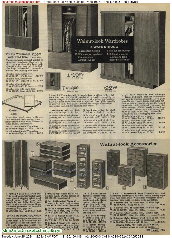 1968 Sears Fall Winter Catalog, Page 1007