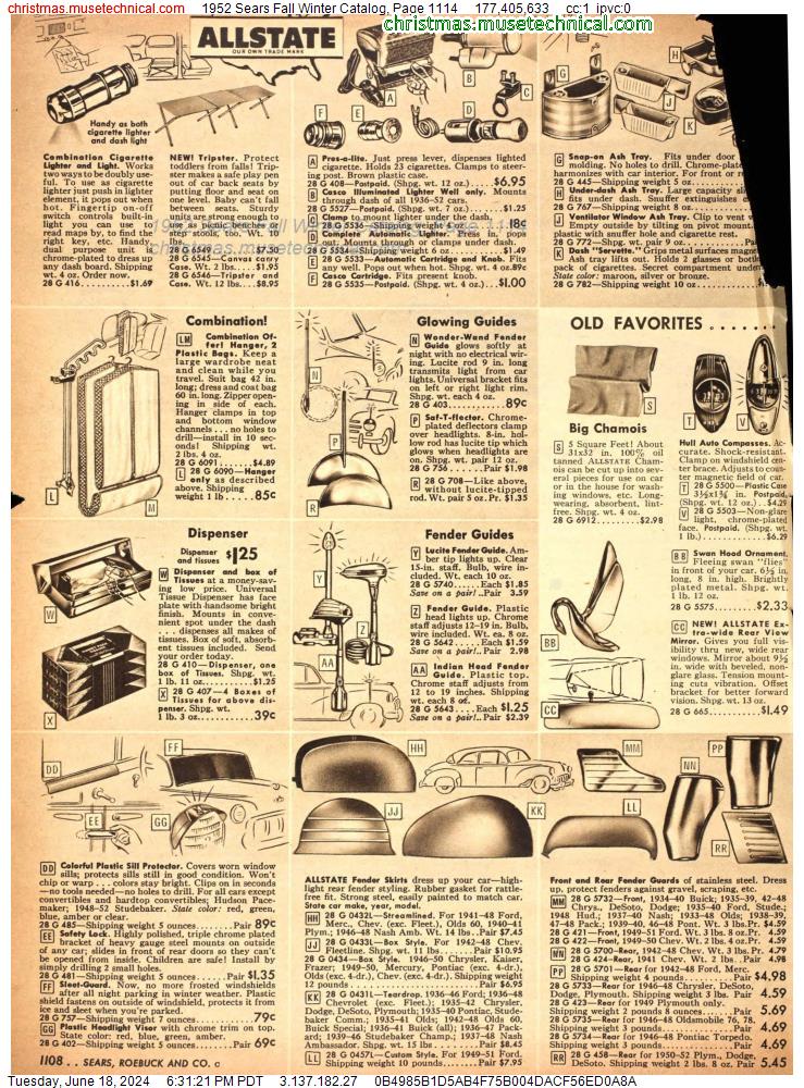 1952 Sears Fall Winter Catalog, Page 1114