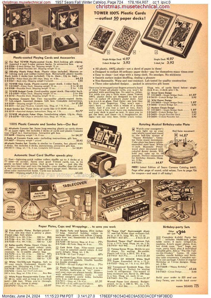 1957 Sears Fall Winter Catalog, Page 724