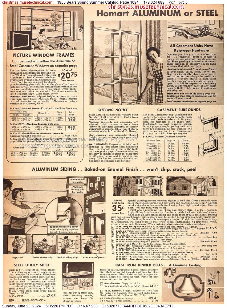 1955 Sears Spring Summer Catalog, Page 1091