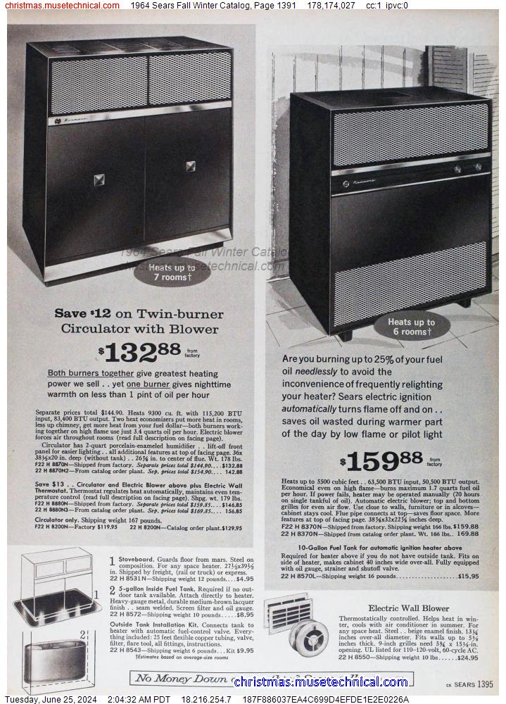 1964 Sears Fall Winter Catalog, Page 1391