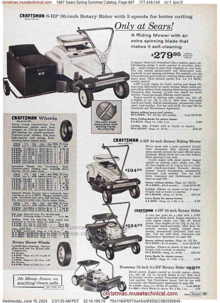 1967 Sears Spring Summer Catalog, Page 997