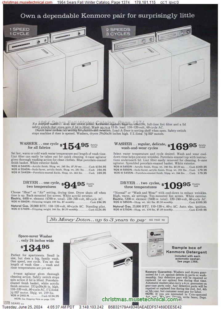 1964 Sears Fall Winter Catalog, Page 1374
