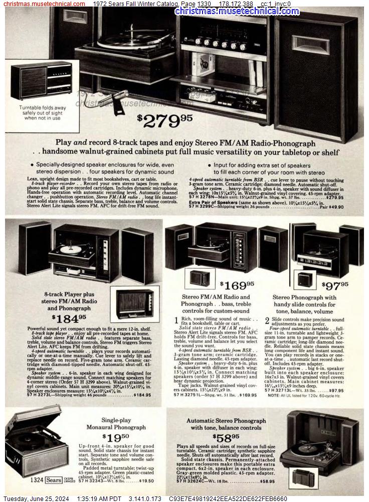 1972 Sears Fall Winter Catalog, Page 1330