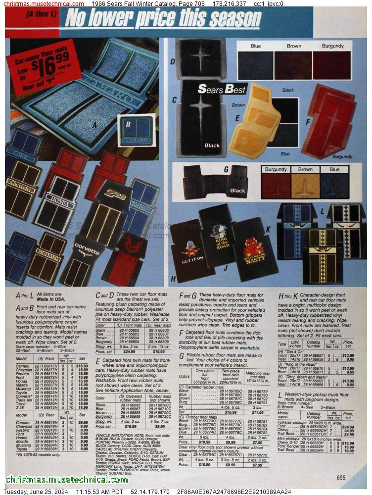1986 Sears Fall Winter Catalog, Page 705