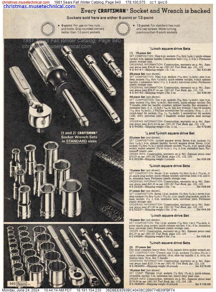 1981 Sears Fall Winter Catalog, Page 940