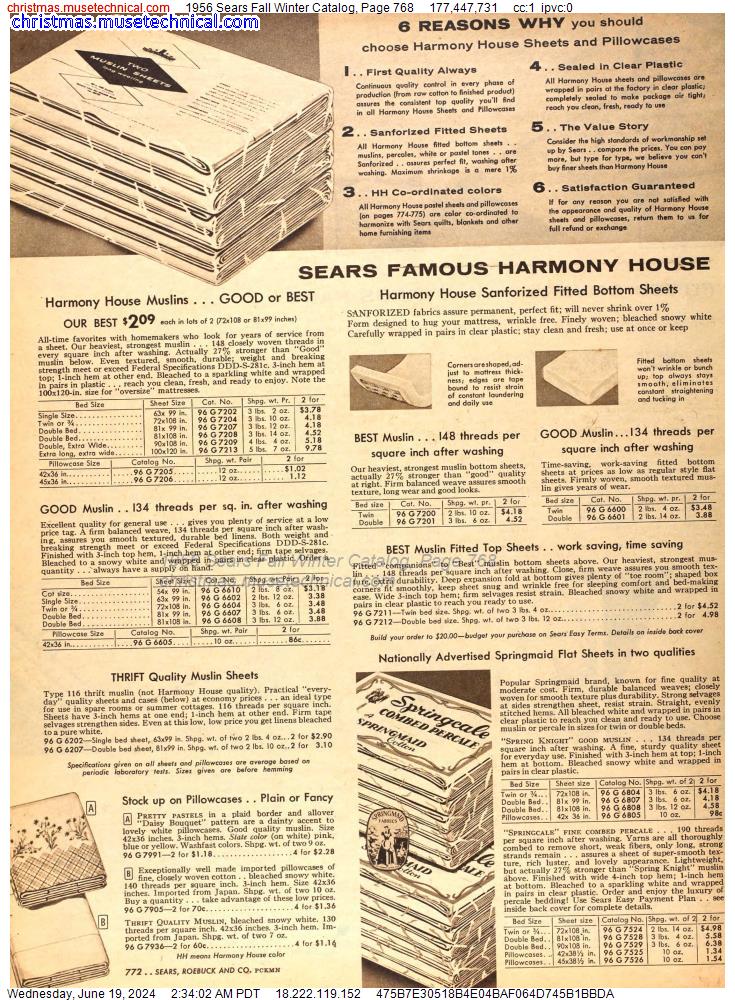 1956 Sears Fall Winter Catalog, Page 768