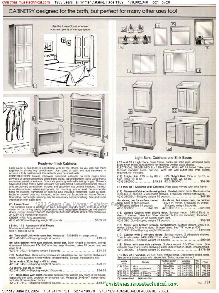 1983 Sears Fall Winter Catalog, Page 1189