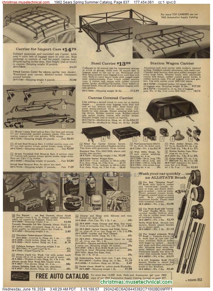 1962 Sears Spring Summer Catalog, Page 837