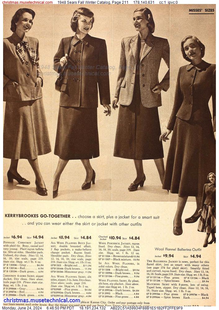 1948 Sears Fall Winter Catalog, Page 211