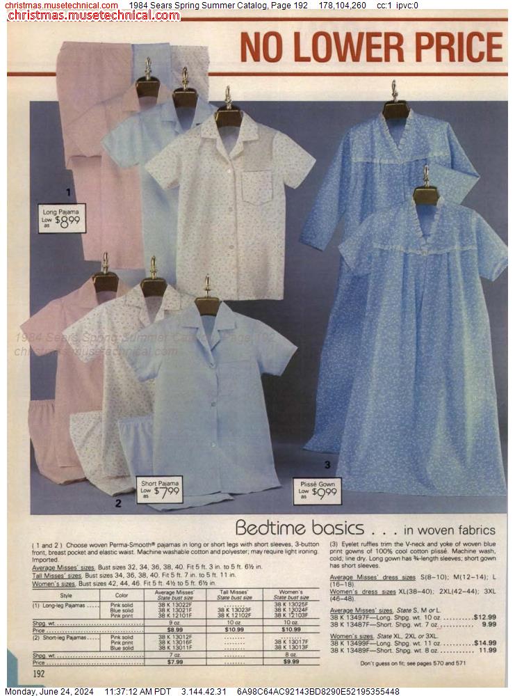 1984 Sears Spring Summer Catalog, Page 192