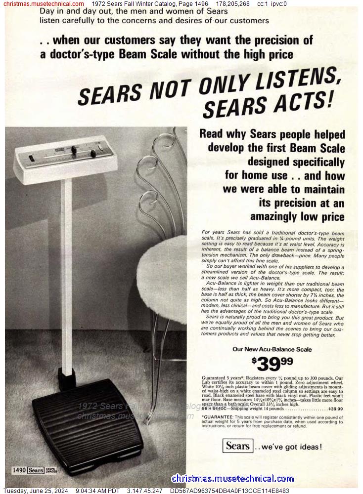 1972 Sears Fall Winter Catalog, Page 1496