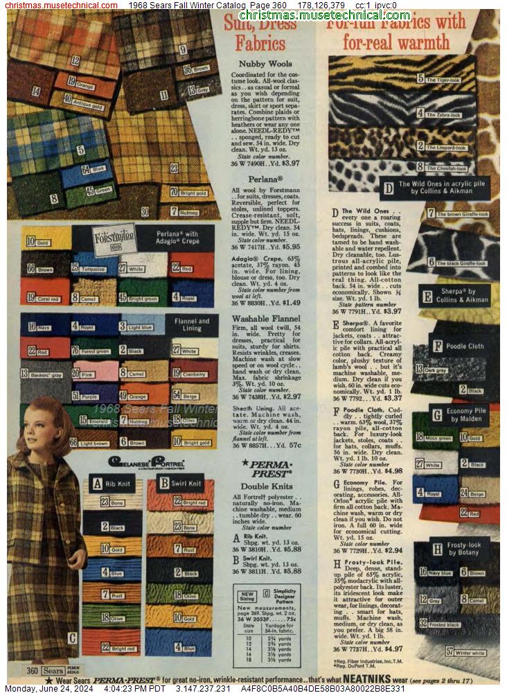1968 Sears Fall Winter Catalog, Page 360