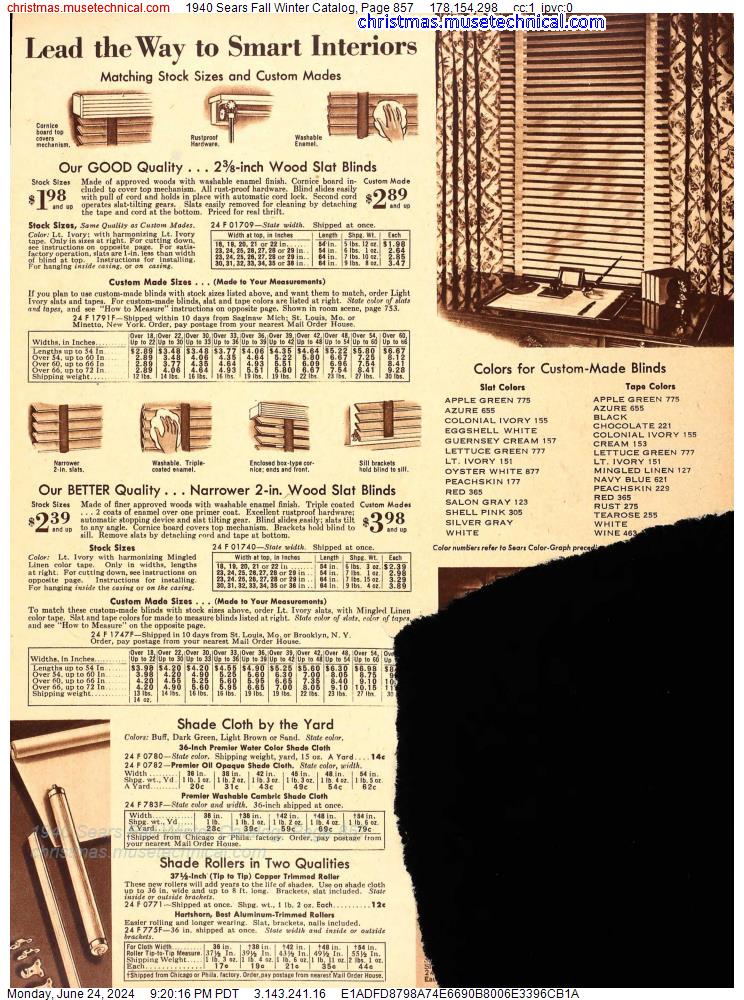1940 Sears Fall Winter Catalog, Page 857