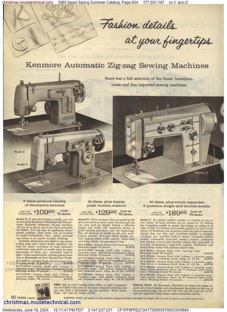 1960 Sears Spring Summer Catalog, Page 854