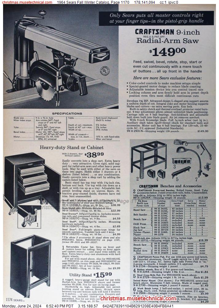 1964 Sears Fall Winter Catalog, Page 1170