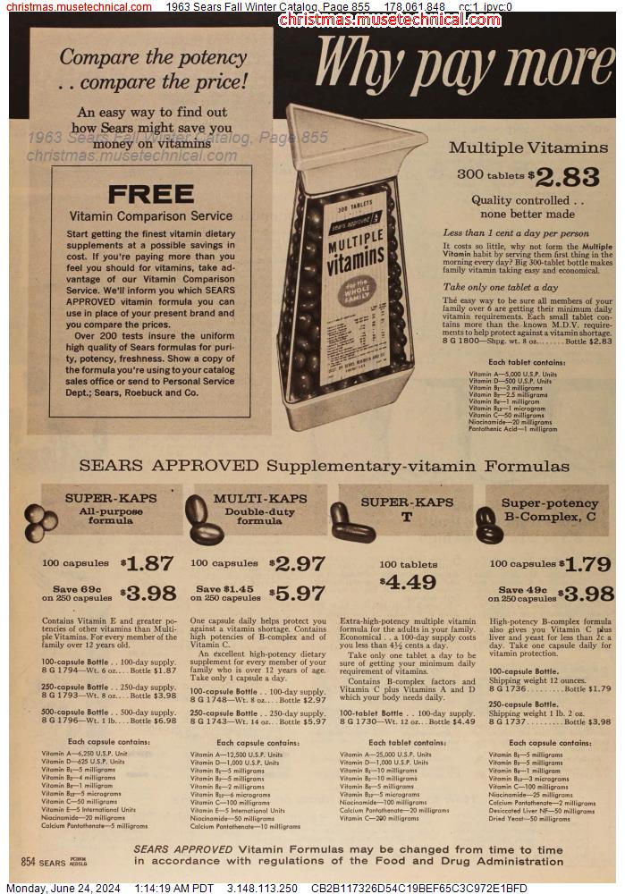 1963 Sears Fall Winter Catalog, Page 855