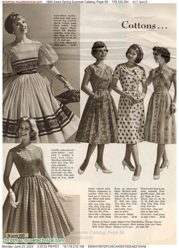 1960 Sears Spring Summer Catalog, Page 58