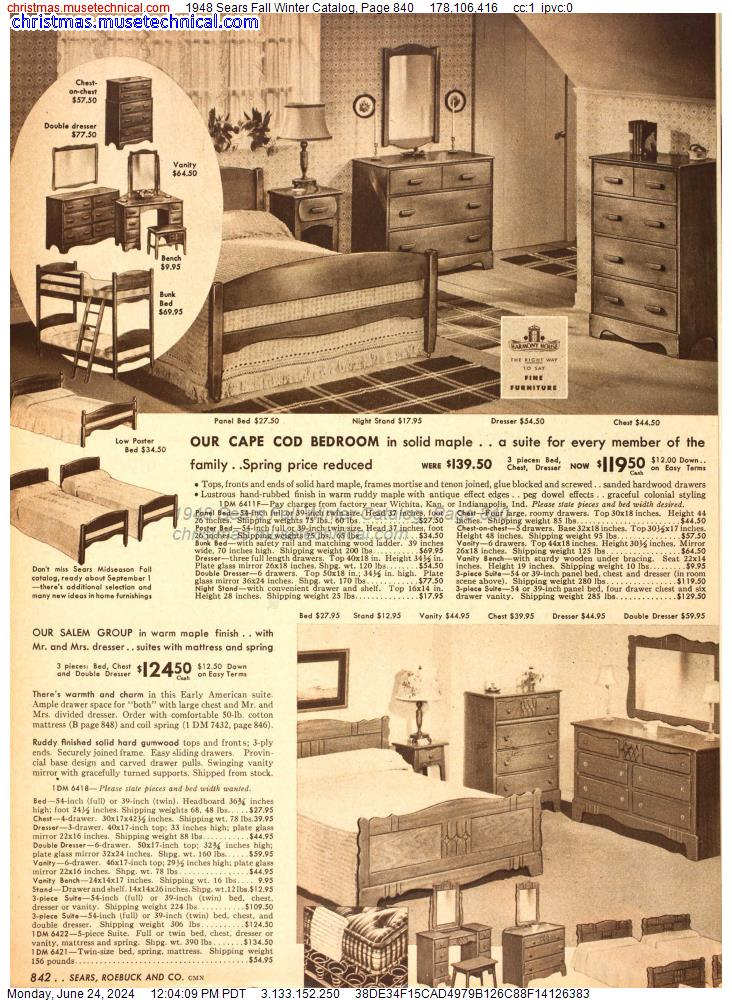 1948 Sears Fall Winter Catalog, Page 840