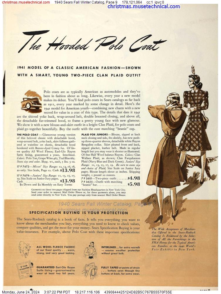 1940 Sears Fall Winter Catalog, Page 9