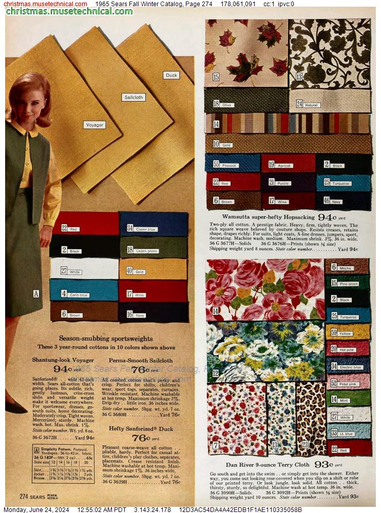 1965 Sears Fall Winter Catalog, Page 274