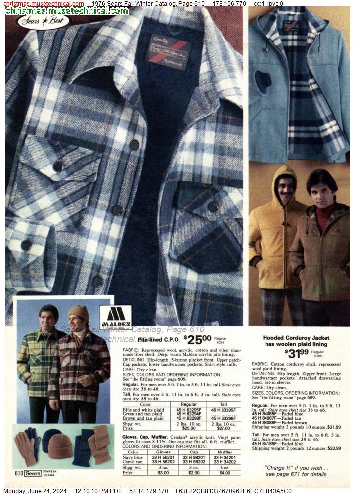 1976 Sears Fall Winter Catalog, Page 610