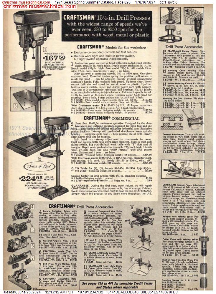 1971 Sears Spring Summer Catalog, Page 826
