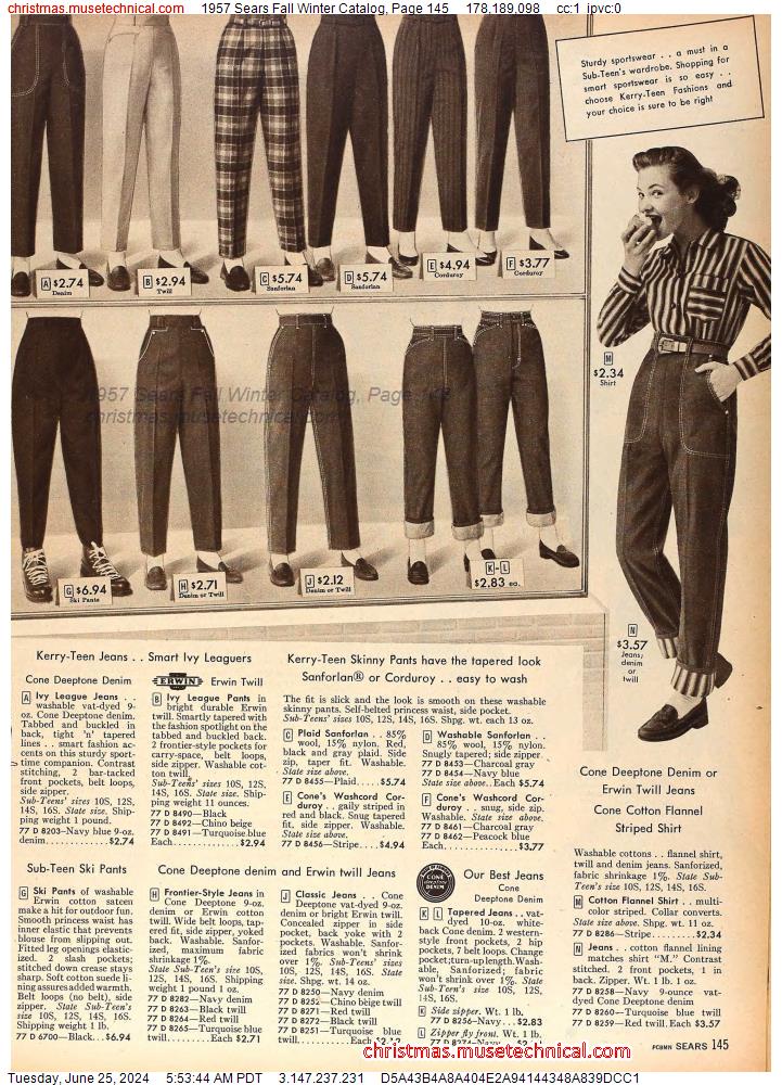 1957 Sears Fall Winter Catalog, Page 145