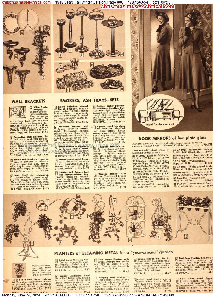 1948 Sears Fall Winter Catalog, Page 806