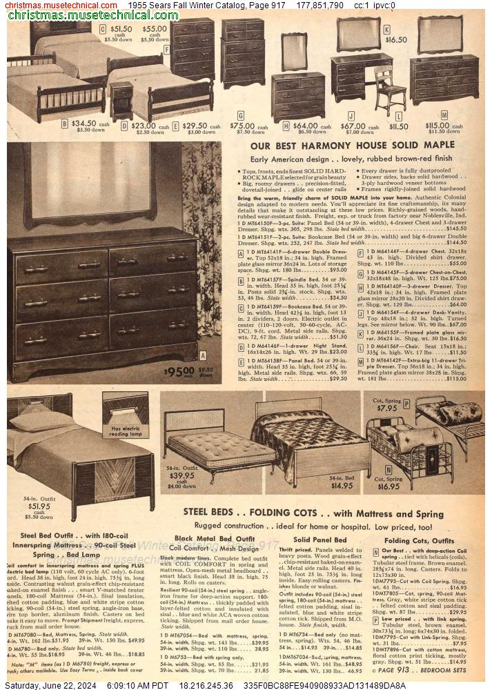 1955 Sears Fall Winter Catalog, Page 917