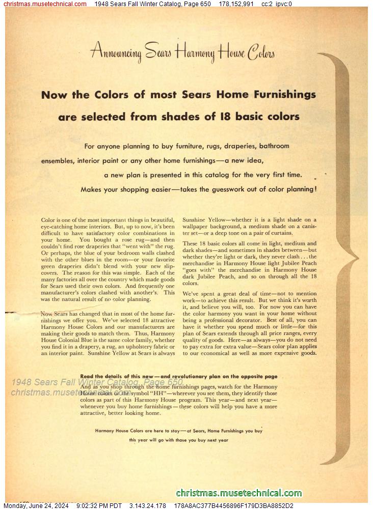 1948 Sears Fall Winter Catalog, Page 650