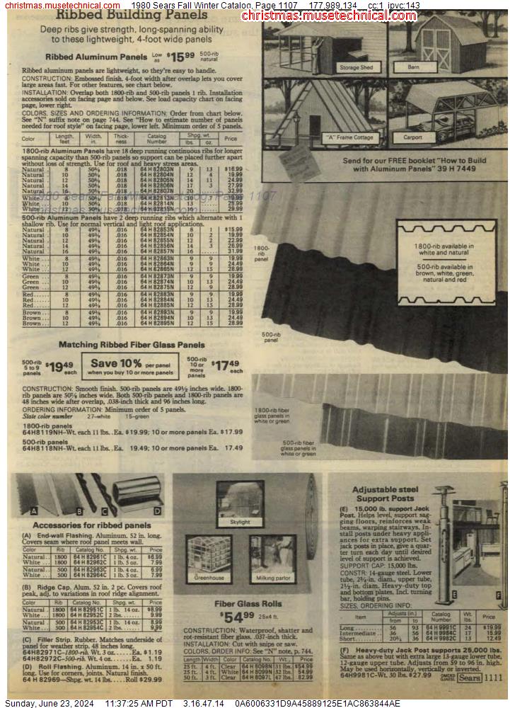 1980 Sears Fall Winter Catalog, Page 1107