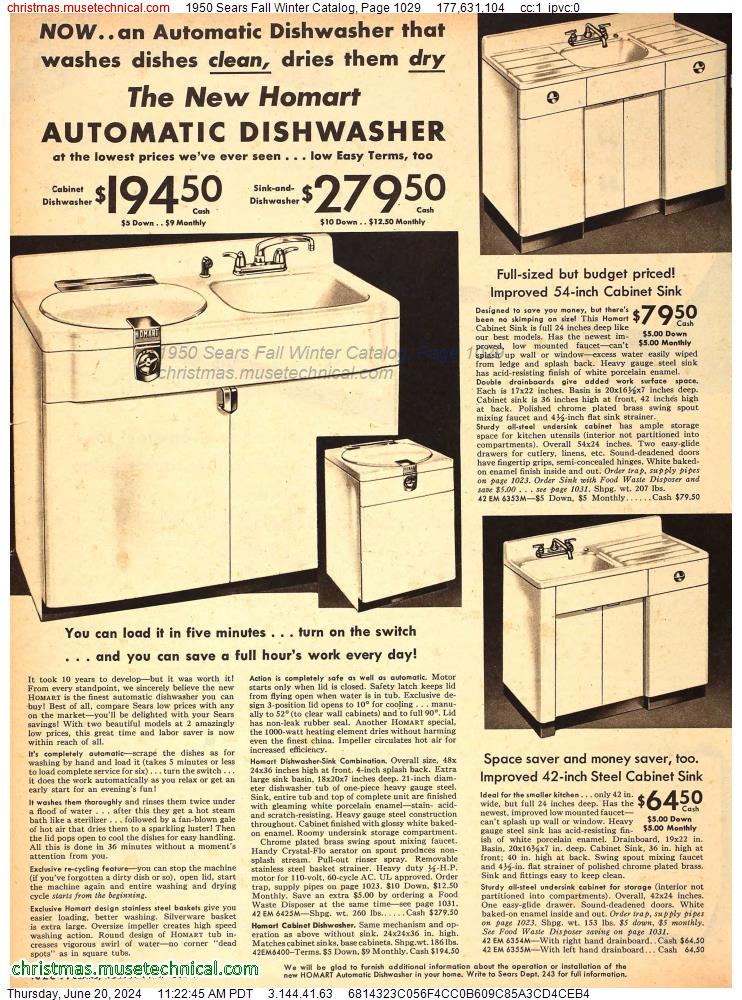 1950 Sears Fall Winter Catalog, Page 1029