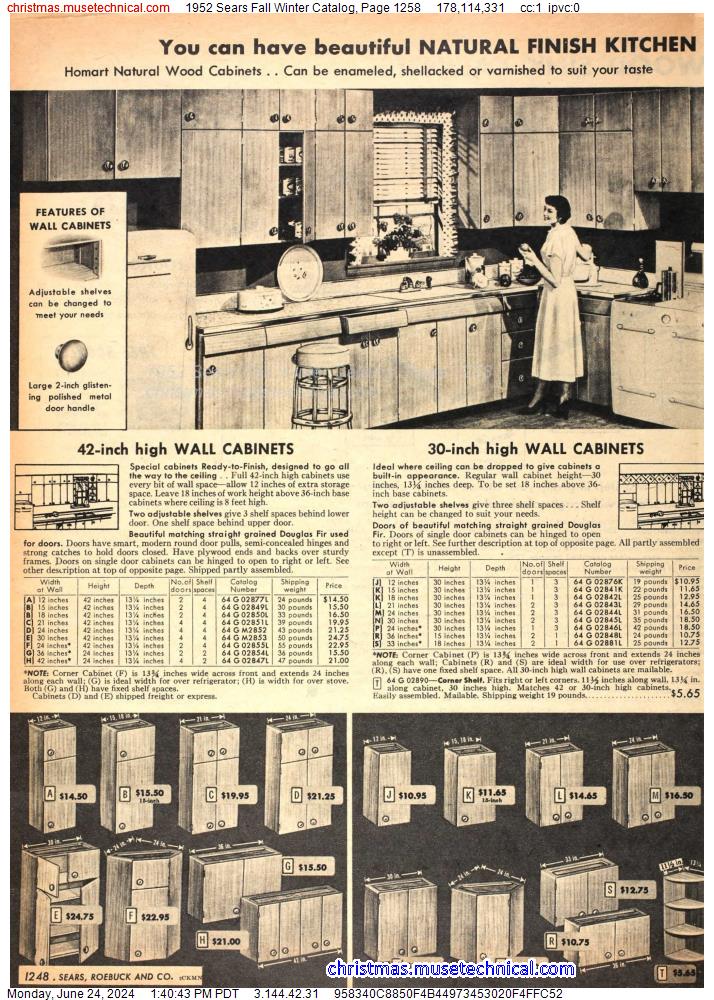 1952 Sears Fall Winter Catalog, Page 1258