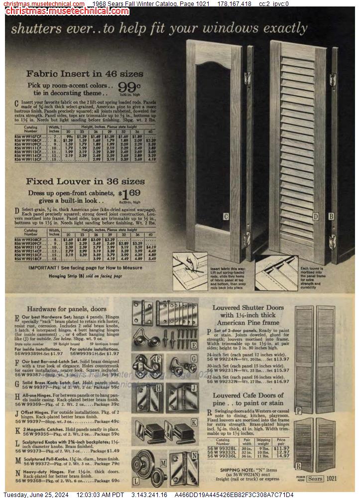 1968 Sears Fall Winter Catalog, Page 1021