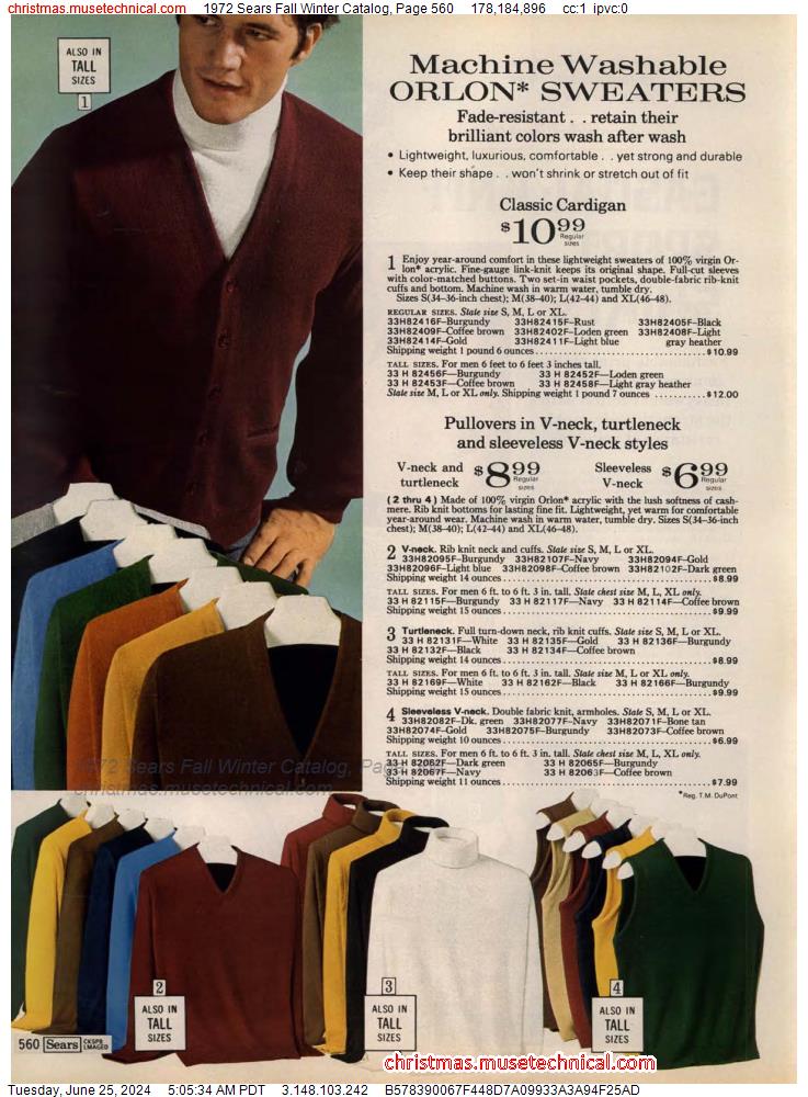 1972 Sears Fall Winter Catalog, Page 560