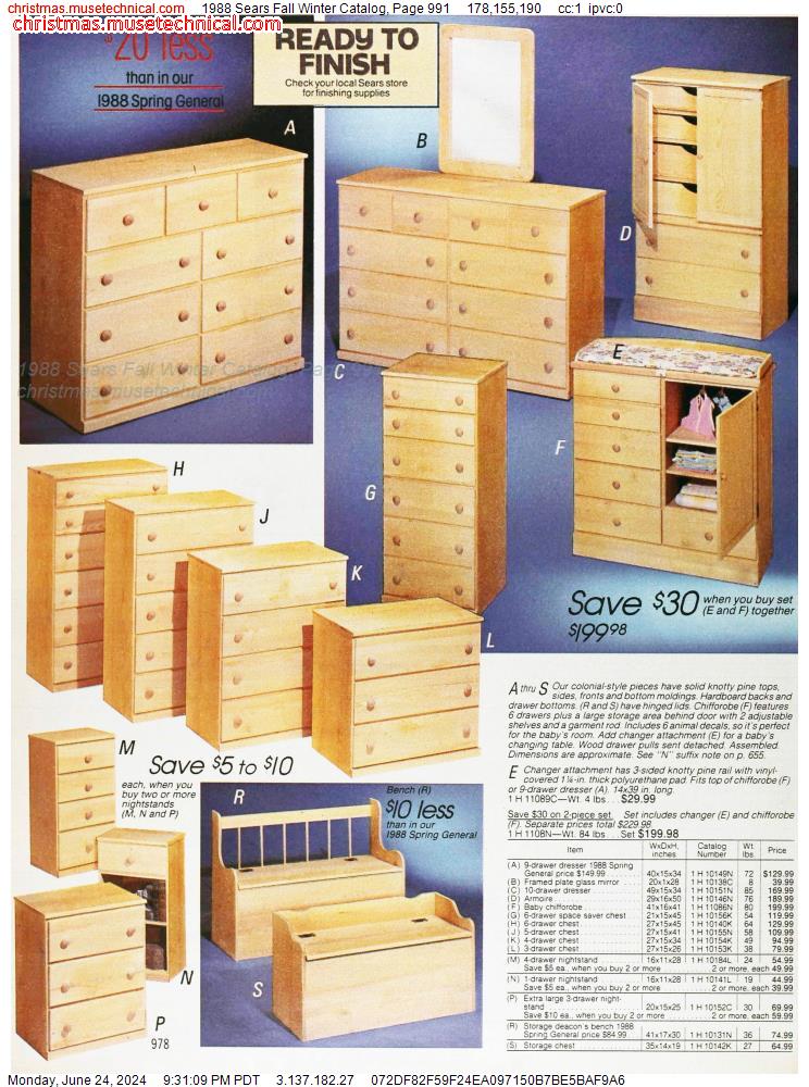 1988 Sears Fall Winter Catalog, Page 991