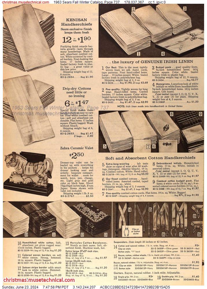 1963 Sears Fall Winter Catalog, Page 737