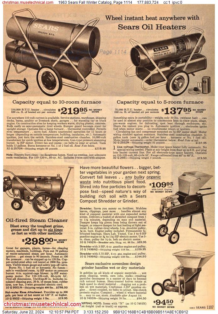 1963 Sears Fall Winter Catalog, Page 1114